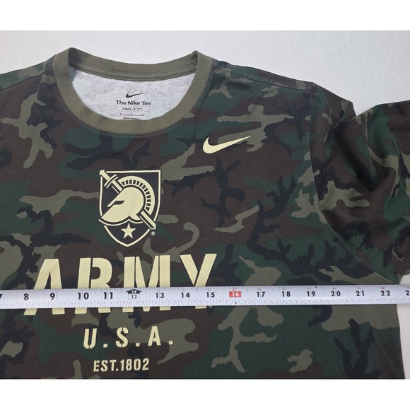 US Army Black Knights Nike Camo Shirt Mens L Flag Patch Long Sleeve - Picture 6 of 8